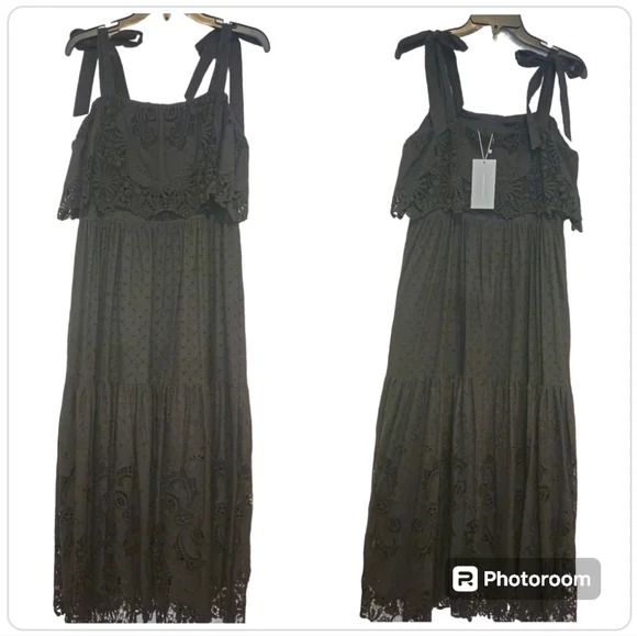 Antonio Melani Black eyelet Dress Midi NWT sz 8 - Picture 5 of 15